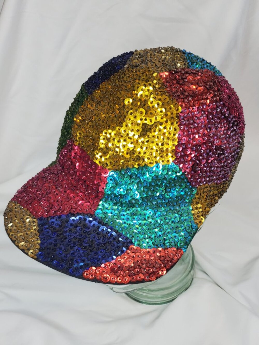 Vintage Vintage Kenar Sequin & Beaded Patchwork Baseball Cap